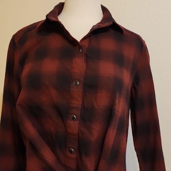 All Saints Red Plaid Button Down Kayla Shirt size 8 - Picture 2 of 10
